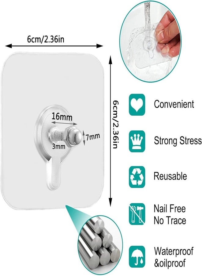 LOZOX Adhesive Hooks, Detachable Self Adhesive Wall Screw Hooks, Punch-Free Wall-Mounted Screw Hook,Seamless Transparent No Nails Drill Waterproof Hooks for Bathroom, Kitchen, Home(10) - Image 2